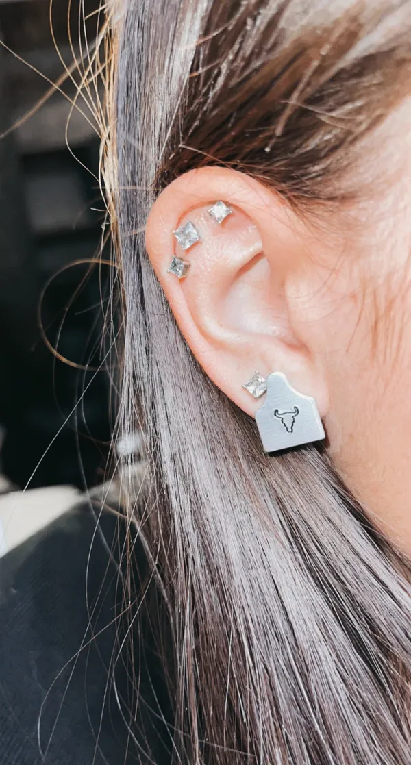 Handmade Cow Tag Earrings - Image 3