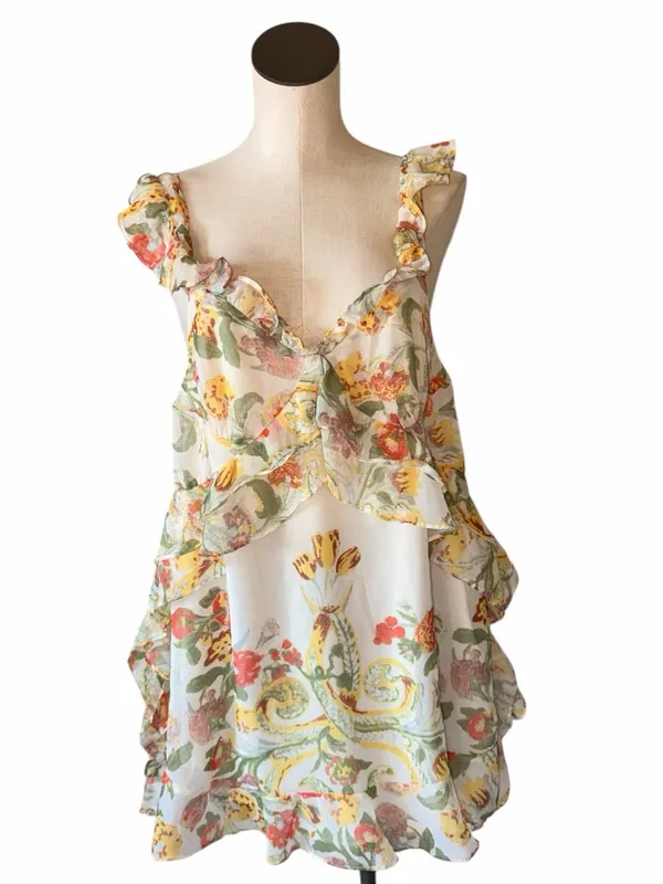 NWOT $168 Free People Bali Flora Minidress Large, TEA COMBO - Image 7