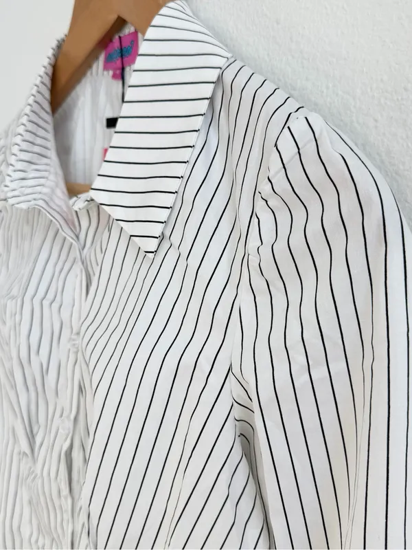 Edikted Striped Button Front Corset Shirt Top Black White XS NWT - Image 3