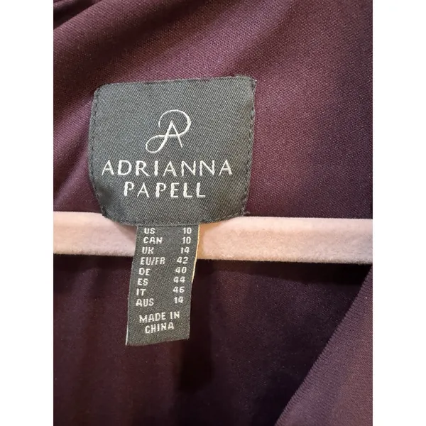 Adrianna Papell Women's Eggplant Jersey Wrap Midi Dress Long-Sleeve Size 10 - Image 8