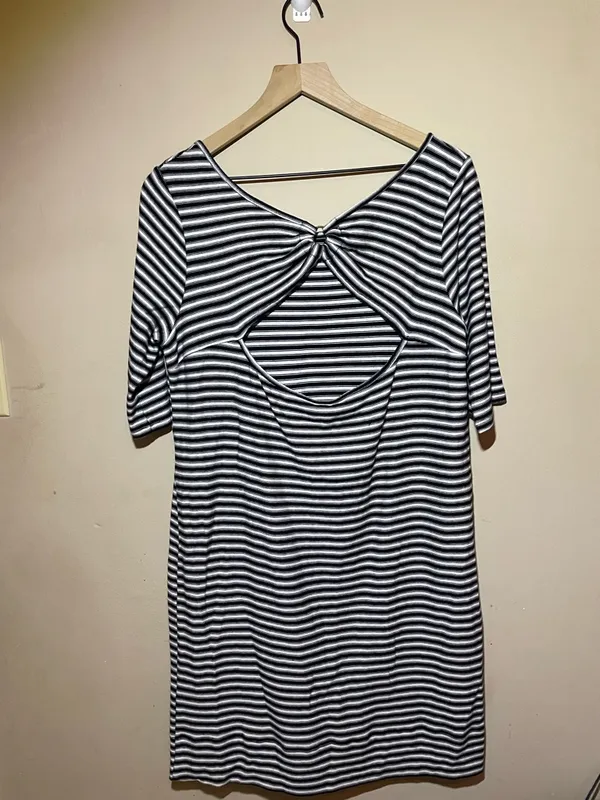 We The Free Black and White Striped Midi Dress, large - Image 2