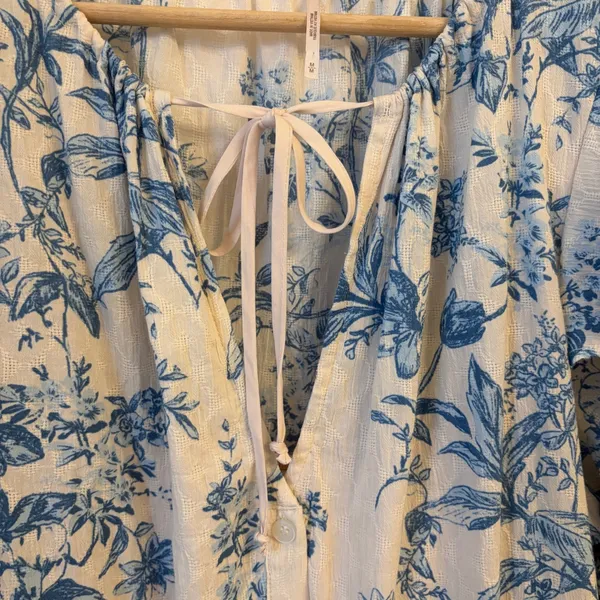 Free People‎ Sunbaked Swing Mini Dress M Cottagecore Tiered Whimsy Floral Toile - Image 5