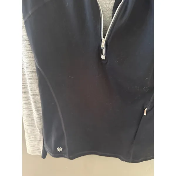 Athleta Womens‎ Black Grey Space Dye Quarter Zip Pullover Side Pocket Size S - Image 3