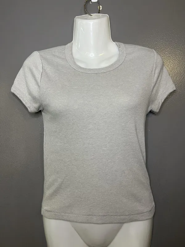 BDG Shirt Womens Medium Gray Solid Crew Neck Short Sleeve Fitted Basic Tee Top - Image 2