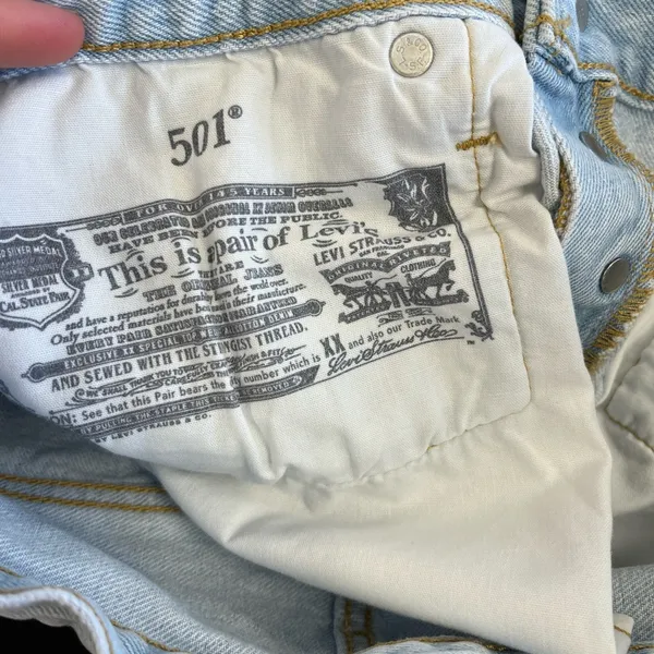 Levi’s 501 Button Fly High Rise Distressed Jean Shorts Sz 30 - Image 6