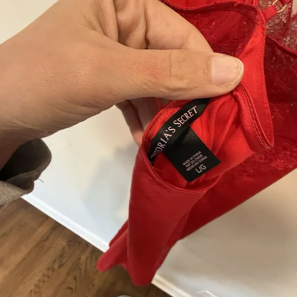 Victoria's Secret Red Slip Dress With Lace Cutouts Size Large 1185 - Image 11