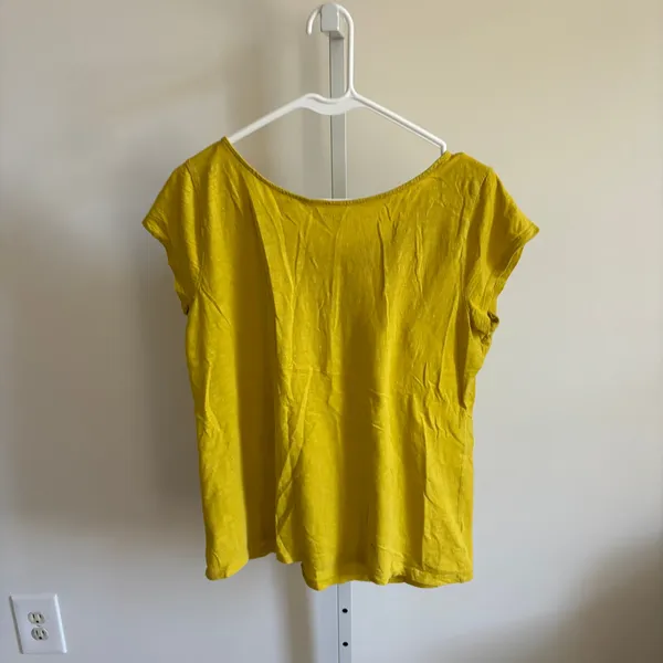Loft NWOT Women's Yellow LOFT Crochet Trim Neckline Cotton Top Size L - Image 5