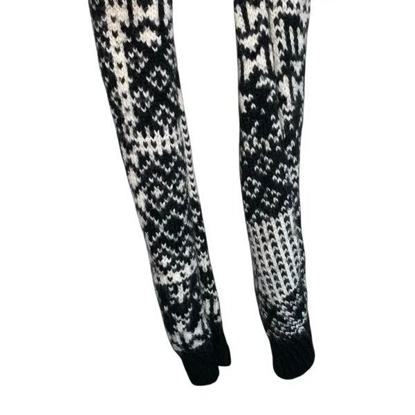 Abercrombie & Fitch Black & Cream Fair Isle Wool Blend Scarf‎ - Image 3