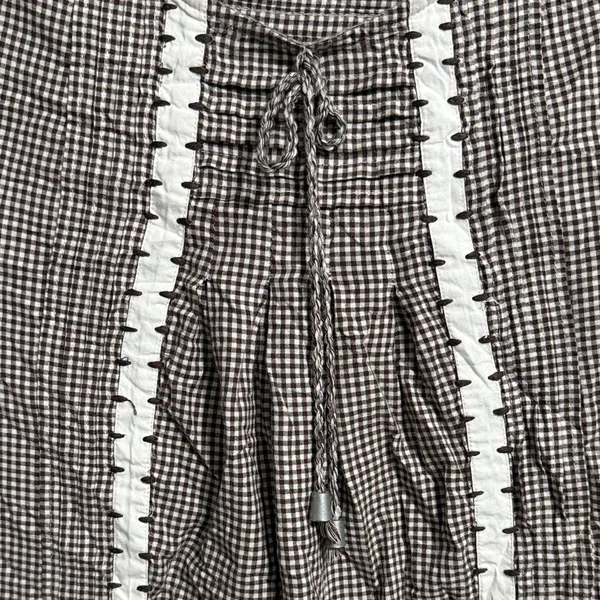 💖 Kim Rogers Cottage Peasant Style Gingham Blouse with Neck Tie Detail‎ - Image 4