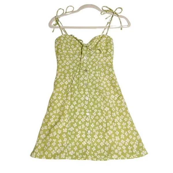 Princess Polly Floral Lime Mini Dress Sz 10 - Image 5