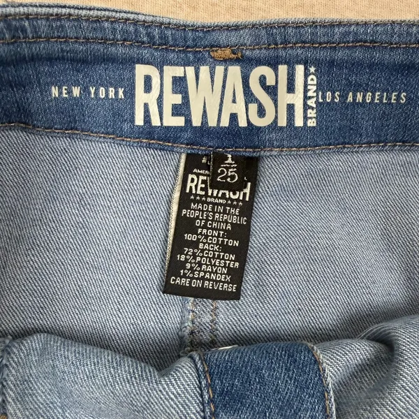 Rewash Brand Vintage Reunion Jean Button Front Mini Skirt Light Wash Y2K Size 25 - Image 2