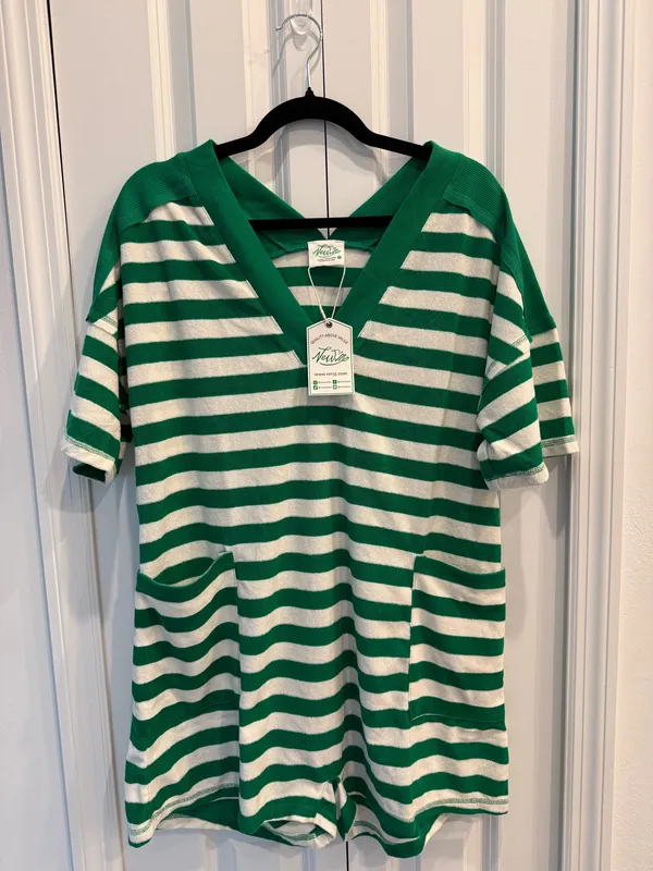 Very J Stripe Casual Knit Romper - Image 4
