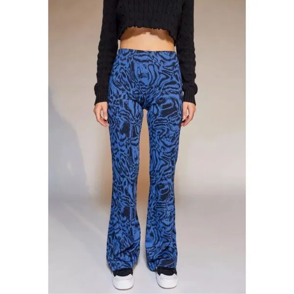 Urban Outfitters Bryn Pull On Flare Pants Blue And Black Swirl Print size XS - Image 12