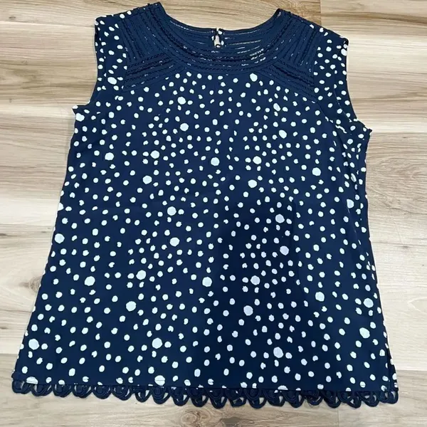 Anthropologie Meadow Rue Blue Polka Dot Sanna Top Women’s Small - Image 2