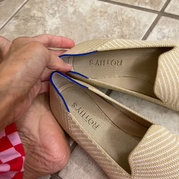 Rothys The Loafer Sandstone Stripe Beige Knit Pointed Toe Flats Shoes Womens 7 - Image 3