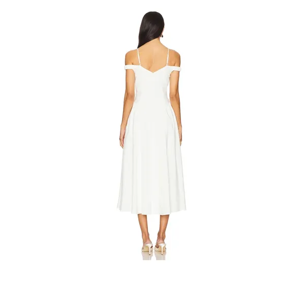 ASTR the Label Elvinia Dress White Off Shoulder Midi Pleated Bridal Bows - Image 3