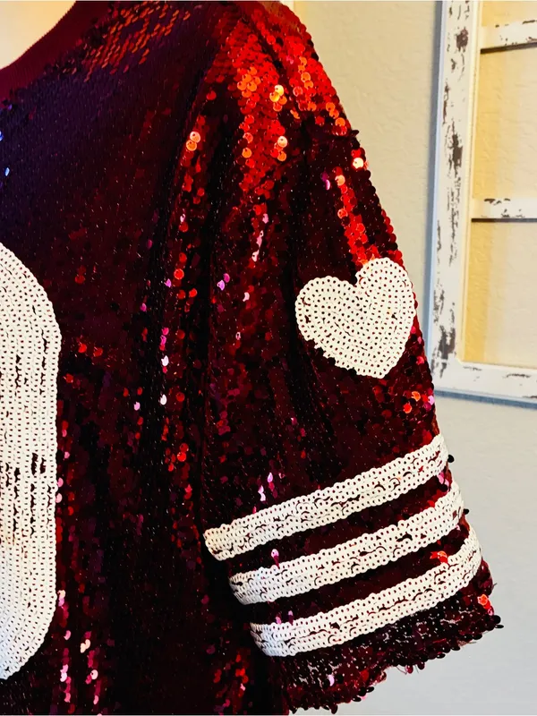 🔥Hot Sale Cato Sequin Red Football Jersey with White Number 00 - Image 3