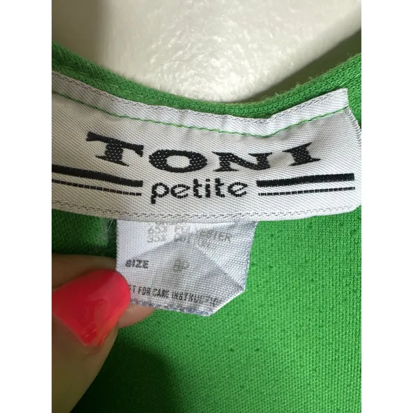 Vintage 70s Toni Petite Colorblock Midi Dress Green White Striped Vibrant Mod 8P - Image 4