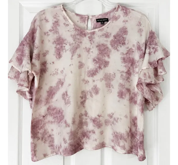 Style Envy pink & white tie-dye blouse - Image 4
