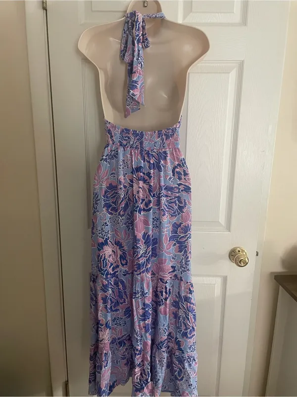 Zesica Floral Halter Maxi Dress in Lavender and Pink Small‎ - Image 4