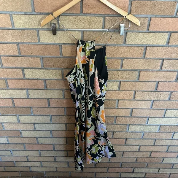 Vintage The Limited Womens Dress Black Silk Floral Midi Slip Halter Y2K Size 6 - Image 4