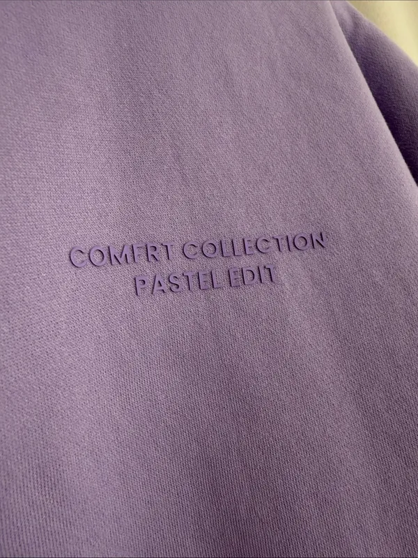Comfrt Cozy Pastel Lavender Hoodie Heavy Cotton Oversize Sweatshirt Medium - Image 4