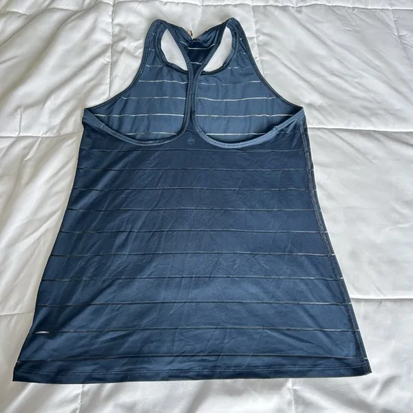 Athleta Womens Size‎ Small Tank Top Blue Striped Sleeveless Activewear Yoga Gym - Image 6