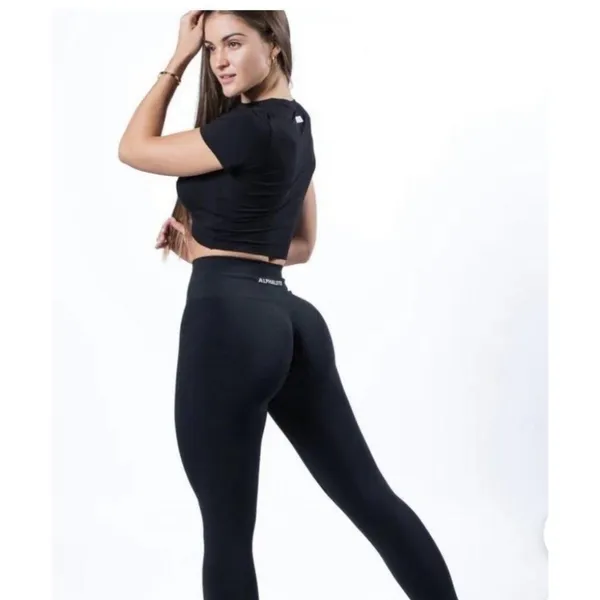 Alphalete Woman’s Premium Wrop SS Crop - Black, Size Small - Image 3