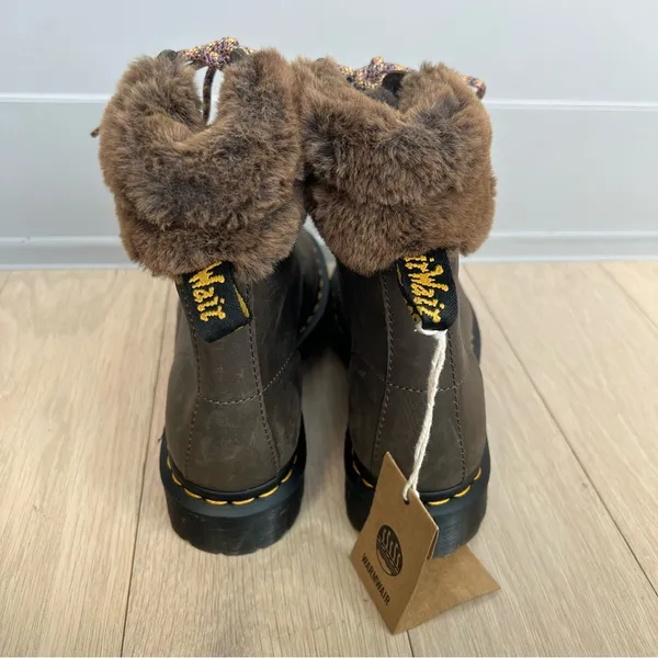 Dr. Martens 1460 Serra Collar Faux Fur Lined Lace Up Boots - Brown - Women’s 9 - Image 6