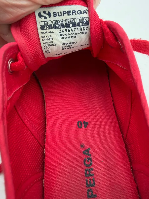 Superga Red Canvas Low Top Sneakers Women’s 9 Men’s 7.5 EU 40 Lace Up Shoes - Image 7