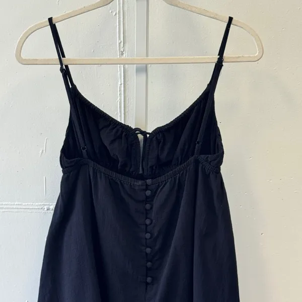Princess Polly Black Cotton Babydoll Mini Dress Tie Front Button Back Size 4 - Image 4