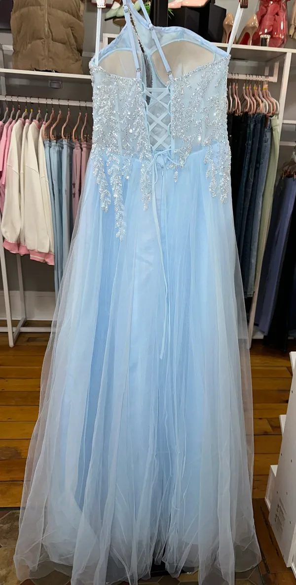 PromGirl Gorgeous Baby Blue Sequin Formal Gown - Image 9