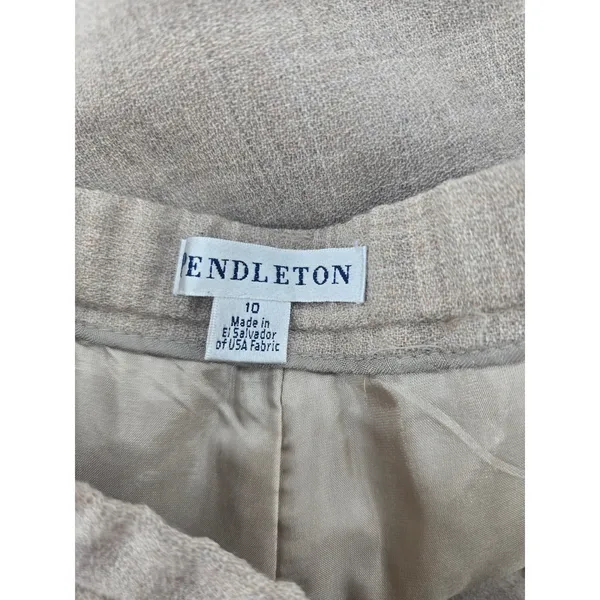 Pendleton Trousers Women 10 Taupe Wool High Rise Straight Leg Lined Professional - Image 2