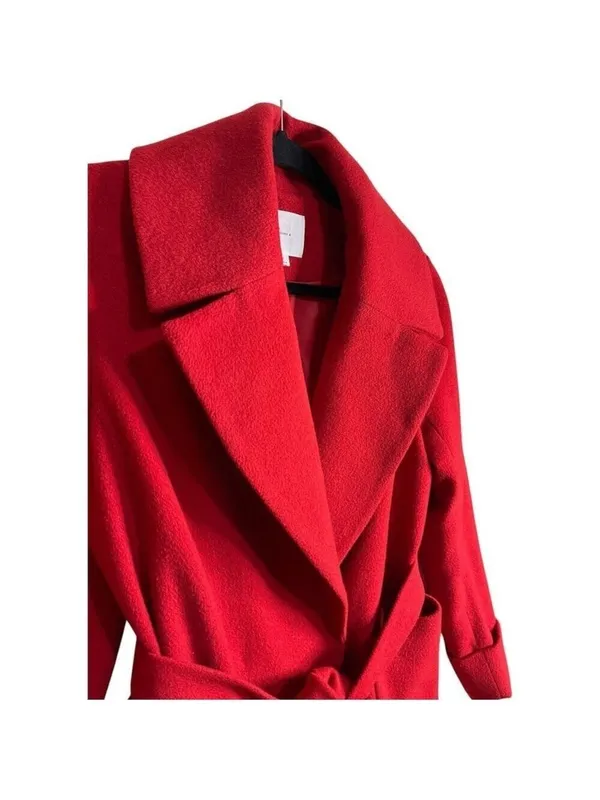 A Loves A Women's Red Wool Belted Coat Size Small - Image 3