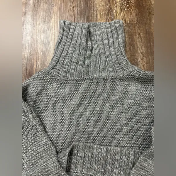 Zara Knit Medium Gray Turtleneck Sweater Oversized Dress Winter Warm Basic Fall - Image 8