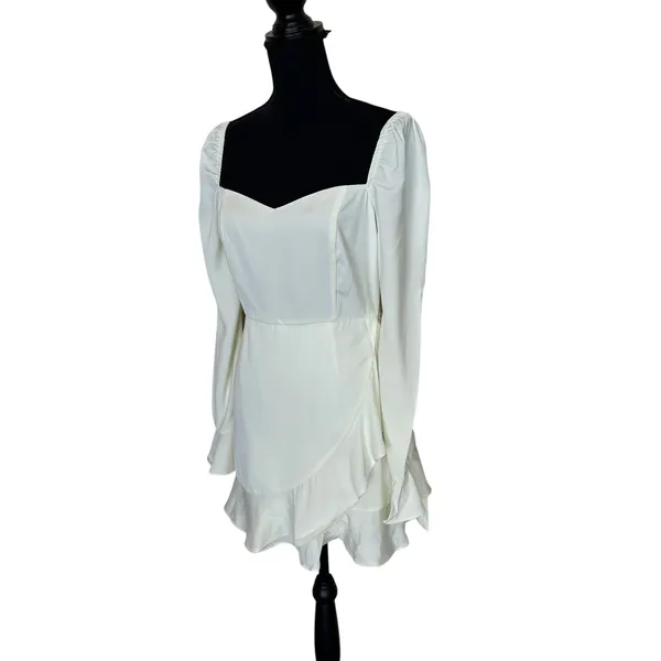 Revolve White Mini Wrap Dress MEDIUM Romantic Ruffle Bridal More to Come $84 NEW - Image 4