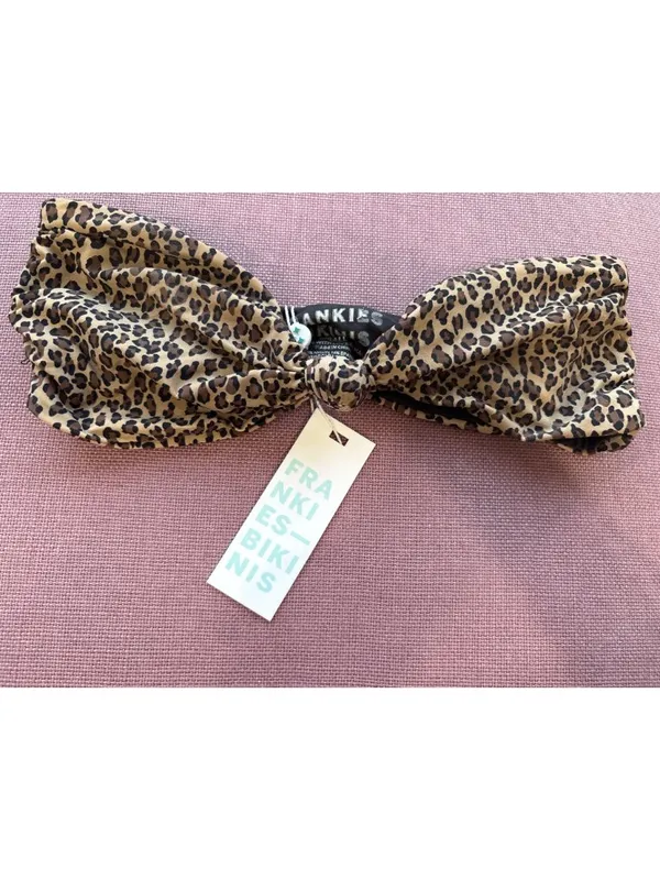 Frankies Bikinis Crescent Bandeau Bikini Top in Baby Leopard Small Womens Swim - Image 5