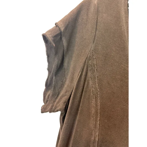 POL NWOT Boho Mineral Gray V-Neck Short Sleeve Stretch Exposed Stitch Mini Dress - Image 5