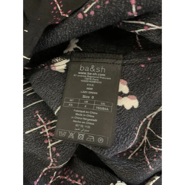 Ba&sh Kyle Black Floral Collared Shirt Dress French Girl Dark Academia 0 - Image 5