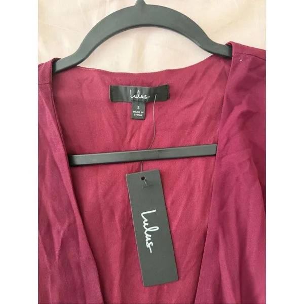 NWT Lulu's My Whole Heart Plum Long Sleeve Wrap Dress Size S - Image 8