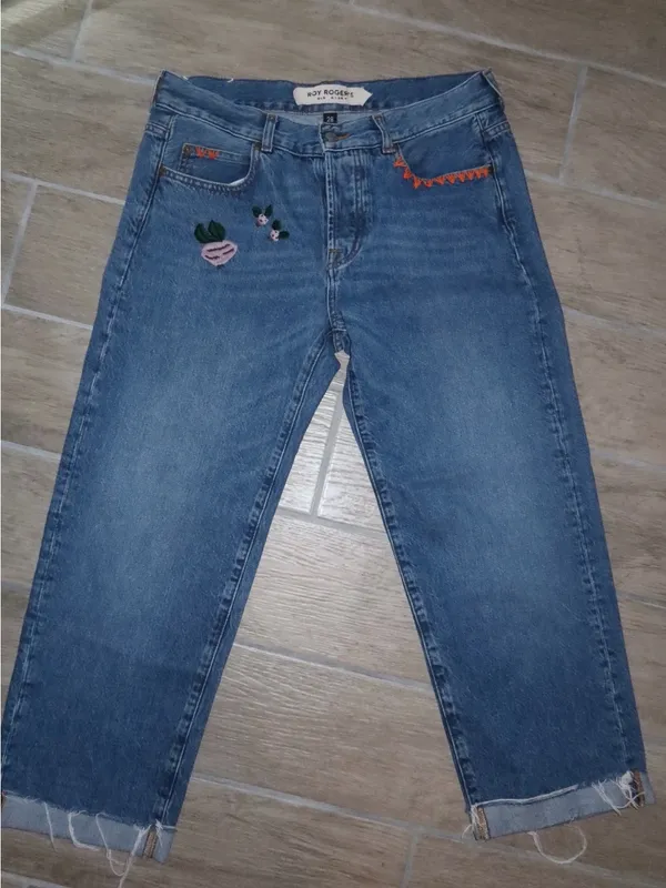 Roy Rogers blue ankle embroidered jeans Size 28 - Image 9
