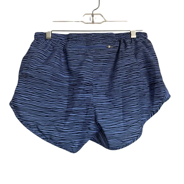 Nike Dri-FIT Womens Running‎ Shorts Blue Black Wave Print Size M Zip Pocket - Image 5