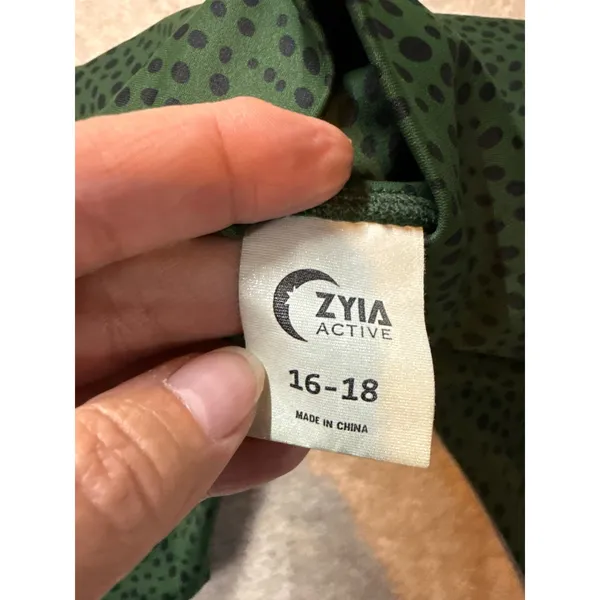 Zyia Active Green Cheetah Animal Print Leggings Women 16-18 High Waist Cropped - Image 4
