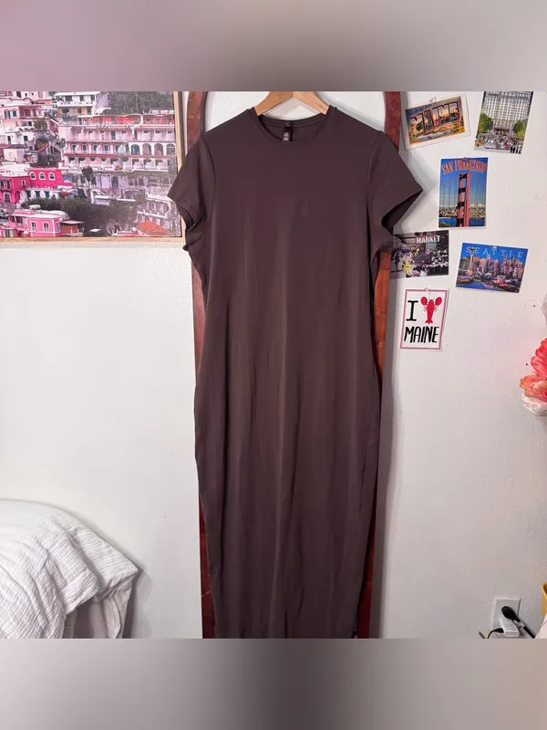 Skims Vintage T-Shirt Long Maxi Dress chocolate brown - Image 4