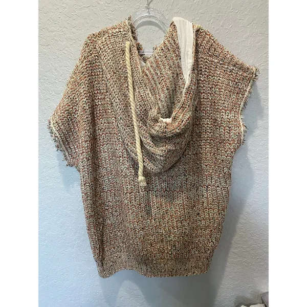 Easel Hoodie Short Sleeve Pullover Hoodie Sweater poncho Boho Artsy Comfy - Image 6