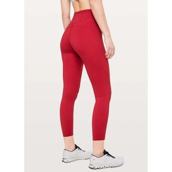 Lululemon Fast and Free 7/8 Leggings Pants Pockets Running Dark Red Womens 16 - Image 8