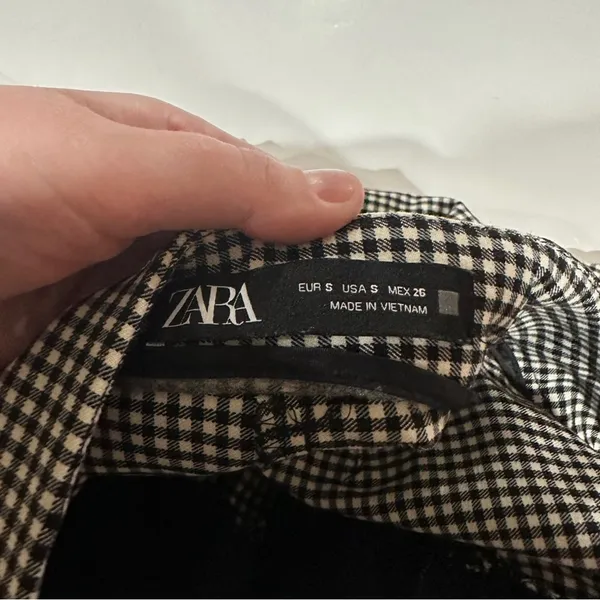 Zara Black & White Gingham‎ Print High Rise Ankle Pants Size S - Image 8
