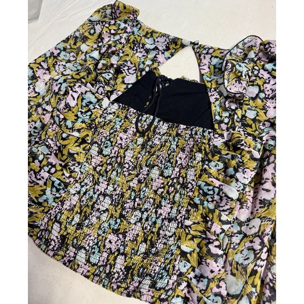 Free People Mabel blouse features a sheer floral print with balloon sleeves F53 - Image 9