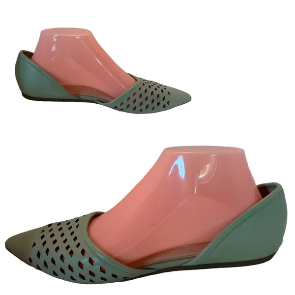 Franco Sarto Minty Green Leather "Honesty 2" D'Orsay Perforted Flats (8.5) - Image 3