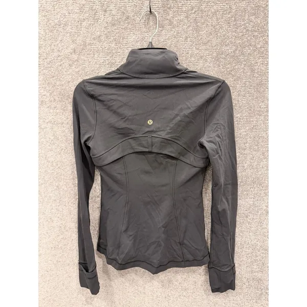 Lululemon Women Jacket 4 Black Define Gold Zip Slim Fit Luon Thumbholes - Image 6
